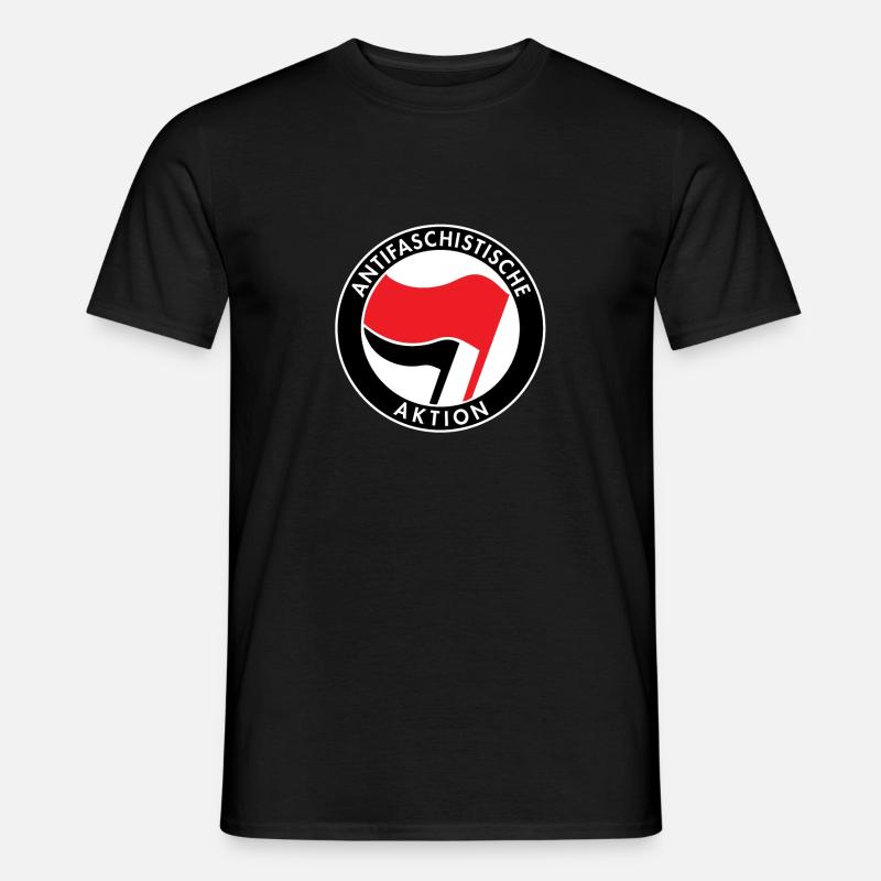 Antifacist Action, Antifa Logo, Flags - Men’s T-shirt - black