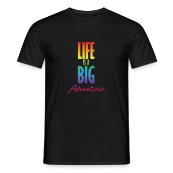Das Leben ist ein großes Abenteuer - Männer T-Shirt - Schwarz - Vorne - AI Model Male 178 light (178cm)