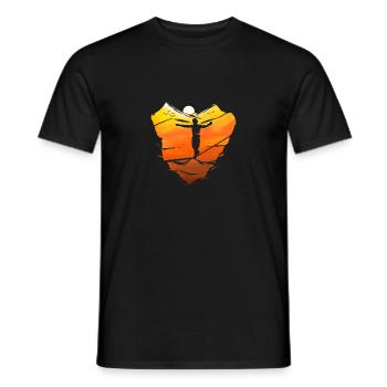 Slackline slacklining Slacklining tightrope walk Sunset - Men's T-Shirt - black - Front - AI Model Male 178 light (178cm)