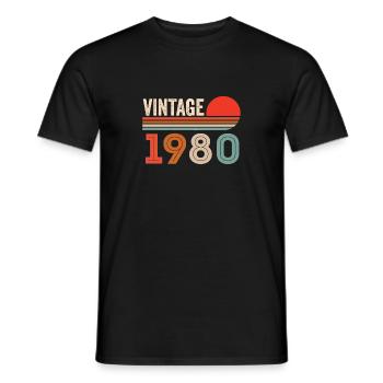 40th birthday vintage retro 1980 dad mom - Men's T-Shirt - black - Front - AI Model Male 178 light (178cm)
