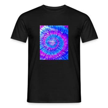 Abstract Pattern Colorful Batik Purple Blue - Men's T-Shirt - black - Front - AI Model Male 178 light (178cm)