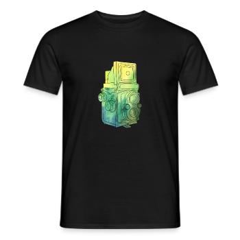 Caméra analogique moyen format "Yashica-D" - T-shirt homme - noir - Devant - AI Model Male 178 light (178cm)