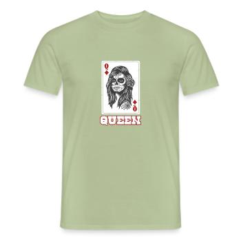 Queen Card Caro - T-shirt homme - vert sauge - Devant - AI Model Male 178 light (178cm)