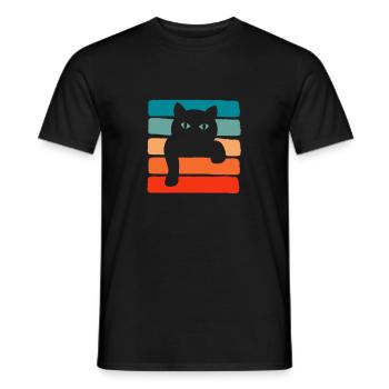 Retro Vintage Color Design Cat - Black Cat - Männer T-Shirt - Schwarz - Vorne - AI Model Male 178 light (178cm)
