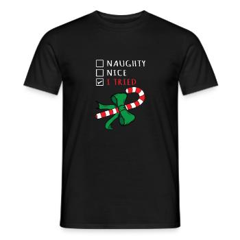 Christmas Candy Cane Gift Design - I Tried Checkli - Männer T-Shirt - Schwarz - Vorne - AI Model Male 178 light (178cm)