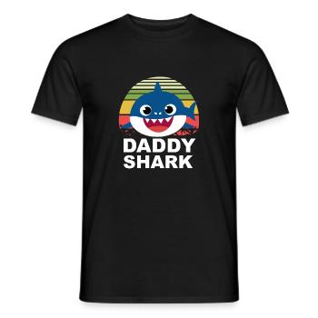 DADDY SHARK, requin rétro - T-shirt homme - noir - Devant - AI Model Male 178 light (178cm)