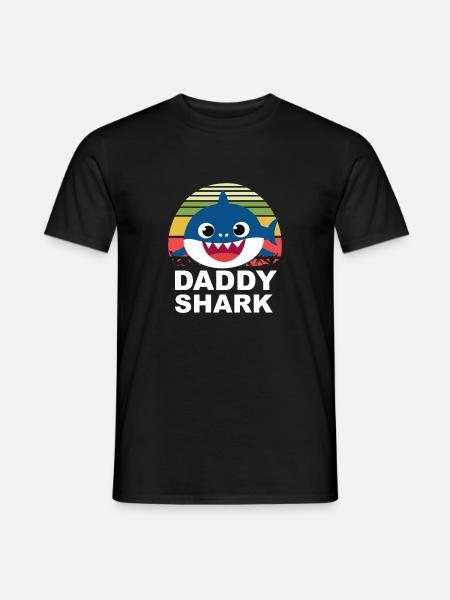 DADDY SHARK, Retro Shark - Men's T-Shirt - black