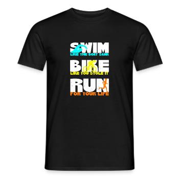 Swim Bike Run Triathlon Grunge - T-shirt homme - noir - Devant - AI Model Male 178 light (178cm)
