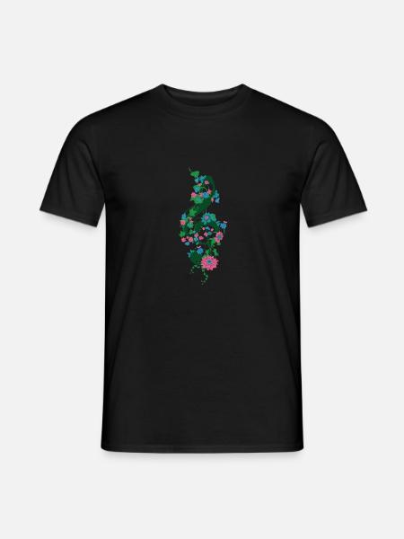 Notenschlüssel mit Blüten - Mænd T-shirt - sort