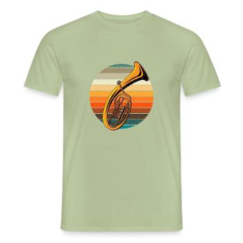 cadeau de musique folklorique rétro cor ténor - T-shirt homme - vert sauge - Devant - AI Model Male 178 light (178cm)