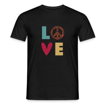 Love Peace - Liebe Frieden Herz- Retro Farben - Männer T-Shirt - Schwarz - Vorne - AI Model Male 178 light (178cm)