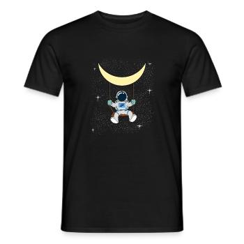 Outer space space astronaut swing on the moon space - Men's T-Shirt - black - Front - AI Model Male 178 light (178cm)