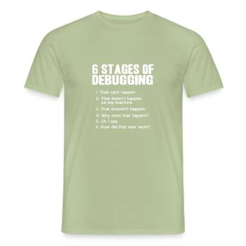 Was ist debugging - Männer T-Shirt - Sage - Vorne - AI Model Male 178 light (178cm)