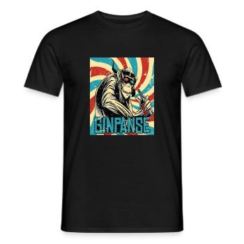 Retro ginpanse monkey - Men's T-Shirt - black - Front - AI Model Male 178 light (178cm)