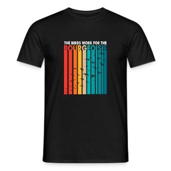 Les oiseaux travaillent pour le plaisir de la conspiration bourgeoise - T-shirt homme - noir - Devant - AI Model Male 178 light (178cm)