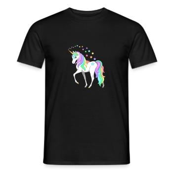 Unicorn / Unicorn in the magic of the stars - Men's T-Shirt - black - Front - AI Model Male 178 light (178cm)