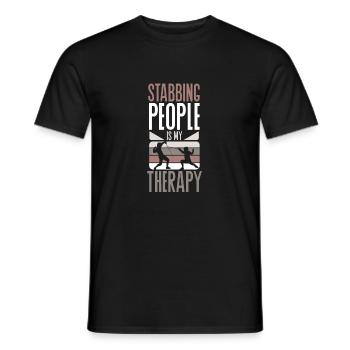 fechten säbel fechter schwert geschenkidee - Männer T-Shirt - Schwarz - Vorne - AI Model Male 178 light (178cm)