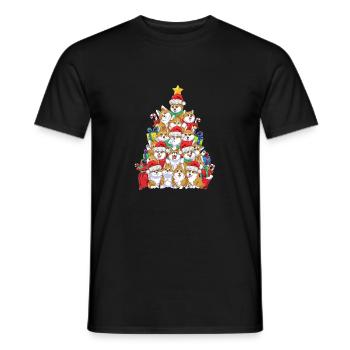 Funny Corgi Christmas Tree Christmas Gift - Men's T-Shirt - black - Front - AI Model Male 178 light (178cm)