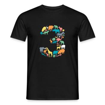 3rd birthday child's birthday 3 years old animals - Men's T-Shirt - black - Front - AI Model Male 178 light (178cm)