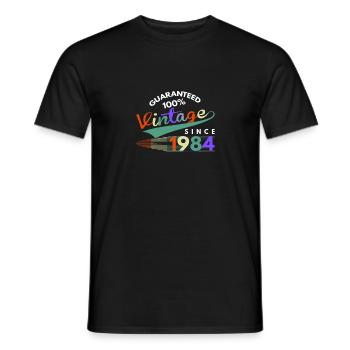 Birthday T Shirt - Vintage Since 1984 - Men's T-Shirt - black - Front - AI Model Male 178 light (178cm)