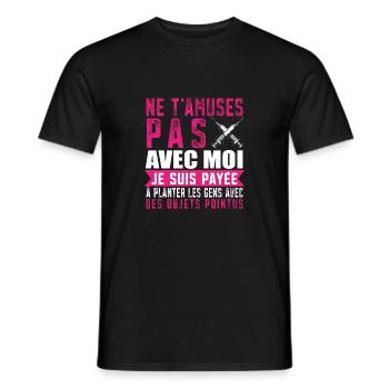 Infirmière Humour Idée de cadeau Prise de sang - T-shirt homme - noir - Devant - AI Model Male 178 light (178cm)
