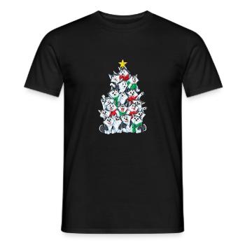 Sibirischer Husky Weihnachtsbaum Weihnachten Gesch - Männer T-Shirt - Schwarz - Vorne - AI Model Male 178 light (178cm)
