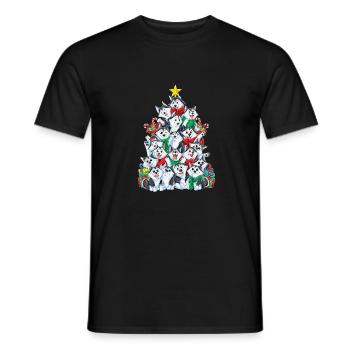 Siberian Husky Christmas Tree Christmas Gesch - Men's T-Shirt - black - Front - AI Model Male 178 light (178cm)