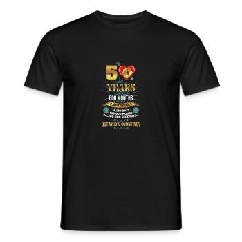 50 years married wedding anniversary golden wedding - Men's T-Shirt - black - Front - AI Model Male 178 light (178cm)