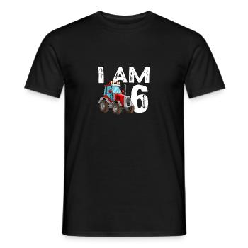 6th birthday children tractor 6 years old - Men's T-Shirt - black - Front - AI Model Male 178 light (178cm)