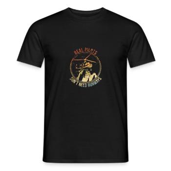 Les vrais pilotes n’ont pas besoin de pistes Helikoper - T-shirt homme - noir - Devant - AI Model Male 178 light (178cm)
