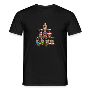 Owls Christmas Tree Christmas Owl Funny Owl - Men's T-Shirt - black - Front - AI Model Male 178 light (178cm)