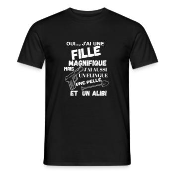 OUI J AI UNE FILLE MAGNIFIQUE JAI AUSSi UN FLINGU - T-shirt homme - noir - Devant - AI Model Male 178 light (178cm)