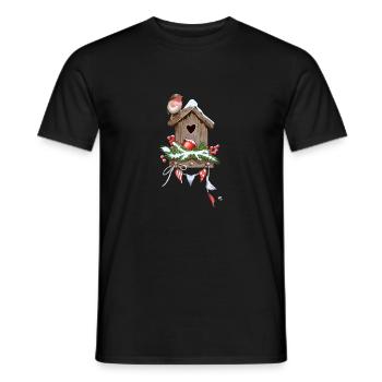 Nid d’oiseau festif Image - T-shirt homme - noir - Devant - AI Model Male 178 light (178cm)