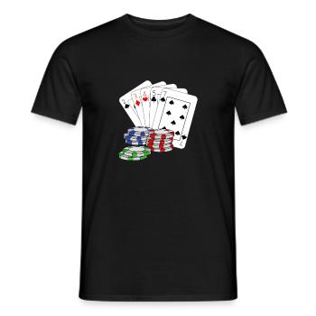 Poker Pokerkarten pokern Pokerface Kartenspiel - Männer T-Shirt - Schwarz - Vorne - AI Model Male 178 light (178cm)