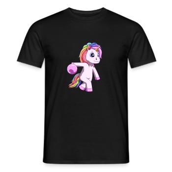 Licorne mignonne avec boule de bowling - T-shirt homme - noir - Devant - AI Model Male 178 light (178cm)