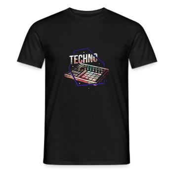 Musique techno - T-shirt homme - noir - Devant - AI Model Male 178 light (178cm)