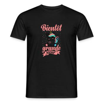 Bientôt grande soeur - Cadeau Future sœur - T-shirt homme - noir - Devant - AI Model Male 178 light (178cm)