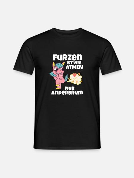 lustiges einhorn furz - Männer T-Shirt - Schwarz