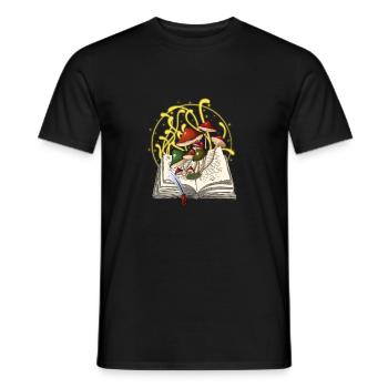 Mushrooms magical book - Men's T-Shirt - black - Front - AI Model Male 178 light (178cm)