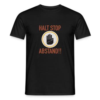 HALT STOP ABSTAND - Männer T-Shirt - Schwarz - Vorne - AI Model Male 178 light (178cm)