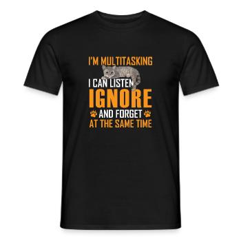 Funny Cat Je suis multitâche je peux écouter et oublier - T-shirt homme - noir - Devant - AI Model Male 178 light (178cm)