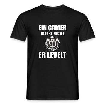 Ein GAMER altert nicht er LEVELT - 40 Jahre - Männer T-Shirt - Schwarz - Vorne - AI Model Male 178 light (178cm)