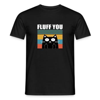 Cat Middle Finger Fluff you funny Catl - Men's T-Shirt - black - Front - AI Model Male 178 light (178cm)