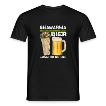 Shawarma und Bier Darum bin ich hier Design - Männer T-Shirt - Schwarz - Vorne - AI Model Male 178 light (178cm)