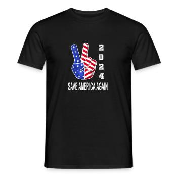 4th Of July USA Flag Peace Sign Hand 2024 Election - Men's T-Shirt - black - Front - AI Model Male 178 light (178cm)