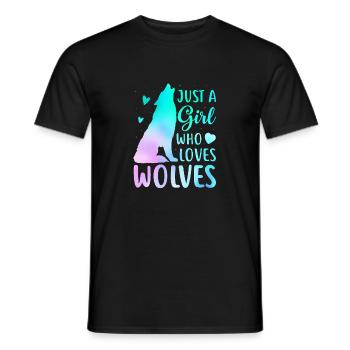 Just A Girl Who Loves Wolves Funny Women Wolf Love - Men's T-Shirt - black - Front - AI Model Male 178 light (178cm)