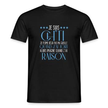 Je suis ch"ti je ferme dejà pas ma gueule raison - T-shirt homme - noir - Devant - AI Model Male 178 light (178cm)