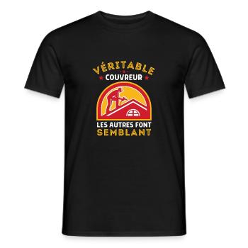 Véritable couvreur LES AUTRES FONT SEMBLANT CADEAU - T-shirt homme - noir - Devant - AI Model Male 178 light (178cm)
