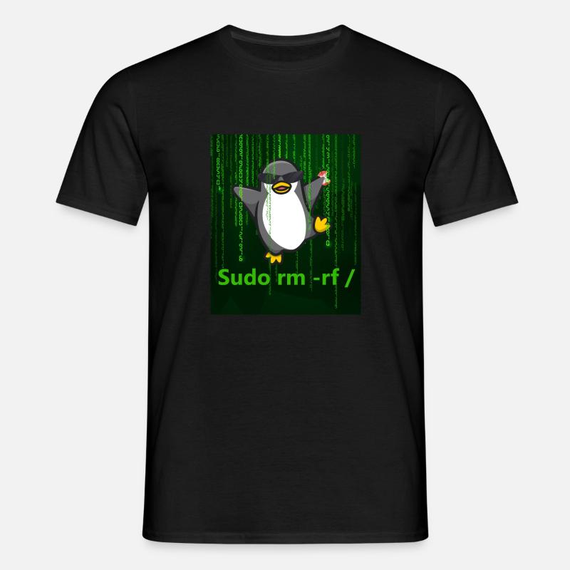 Pinguin Linux Sudo - Männer T-Shirt - Schwarz