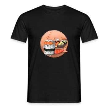 Sushi endormi - T-shirt homme - noir - Devant - AI Model Male 178 light (178cm)